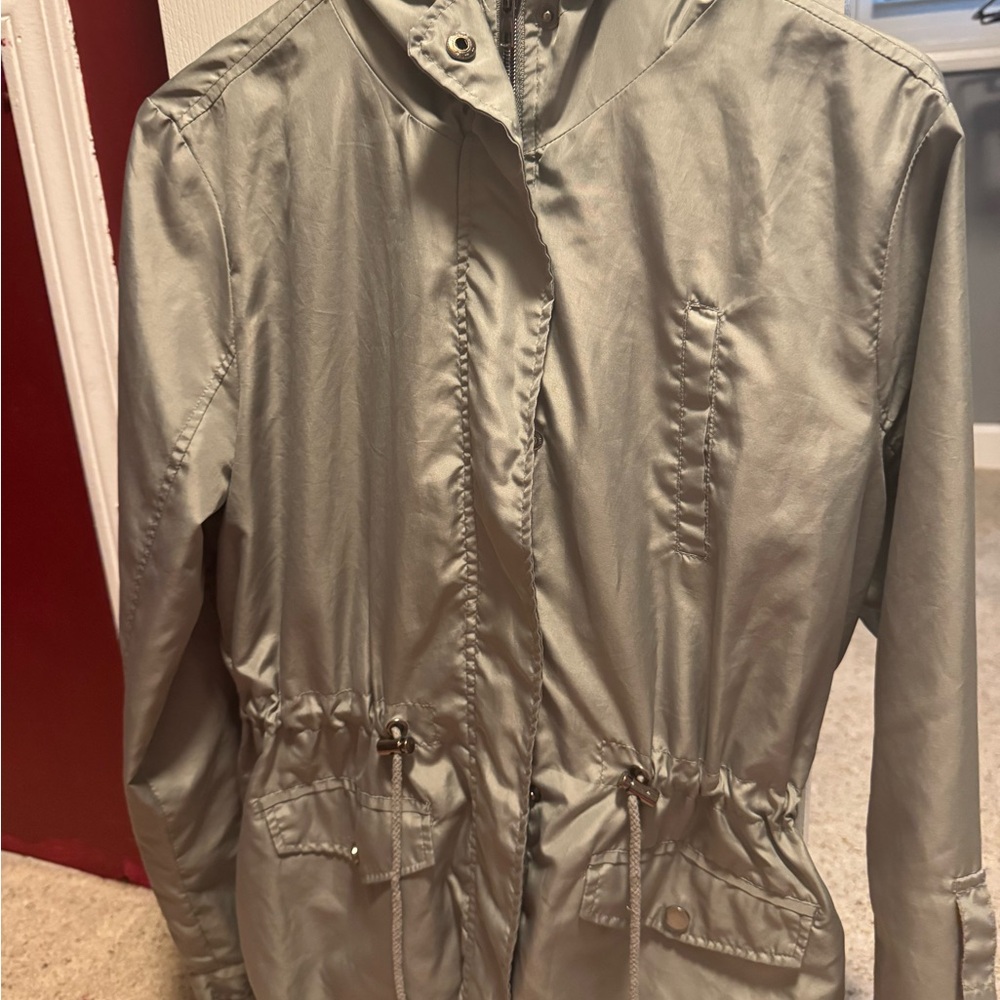 Ashley By 26 International Gray Trench Coat with Water-Resistant Fabric